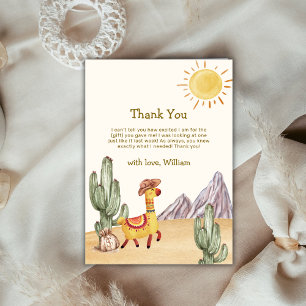 Hallo Baby Desert Cactus Llama Cowboy Baby shower Bedankkaart