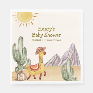 Hallo Baby Desert Cactus Llama Cowboy Baby shower Servet