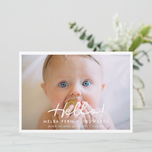 Hallo baby Eenvoudig script Aankondiging (Staand voorkant)