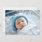 Hallo Baby Eenvoudige Script Foto Geboorte Aankond Aankondiging (Voorkant)