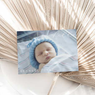 Hallo Baby Eenvoudige Script Foto Geboorte Aankond Aankondiging