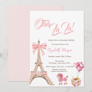 Hallo Baby Eiffeltoren Roze Strik Cadeaupoodle Kaart