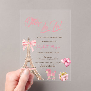 Hallo Baby Eiffeltoren Strik Streepjes Baby Shower Acryl Uitnodigingen