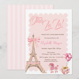 Hallo Baby Eiffeltoren Strik Streepjes Baby Shower Kaart
