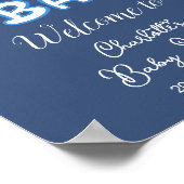 Hallo Baby Elegant donkerblauw Baby shower Welkom Poster (Hoek)