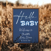 Hallo Baby Elegant donkerblauw Baby shower Welkom Poster