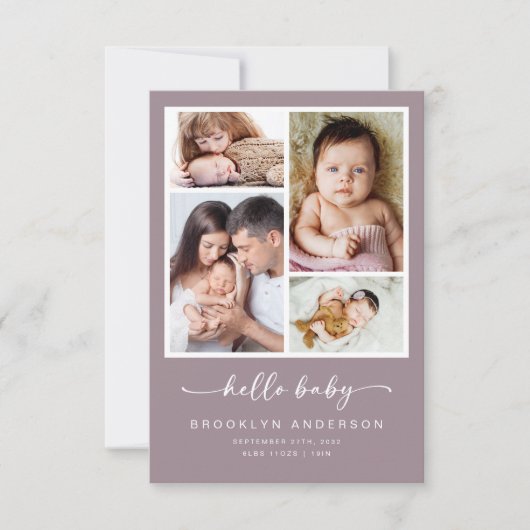 hallo Baby | Foto Collage Birth Aankondiging (Voorkant)