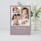 hallo Baby | Foto Collage Birth Aankondiging (Staand voorkant)