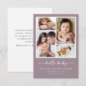 hallo Baby | Foto Collage Birth Aankondiging (Voorkant / Achterkant)