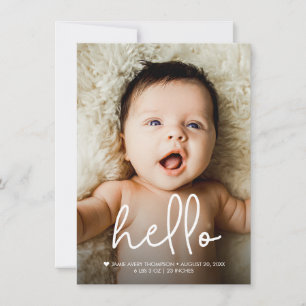 Hallo Baby Foto Geboorteaankondiging Bedankt