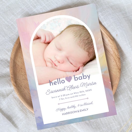 Hallo Baby Fotokleur boog Aankondiging