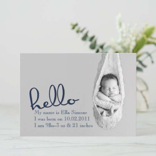 Hallo Baby - geboorteaankondiging Aankondiging (Staand voorkant)