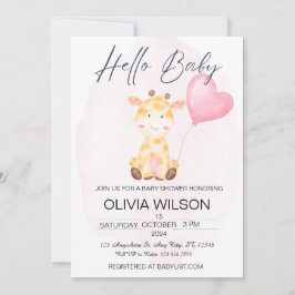 Hallo Baby Giraffe Baby shower Uitnodiging