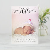 hallo Baby Girl Birth Aankondiging Fotokaarten (Staand voorkant)