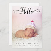 hallo Baby Girl Birth Aankondiging Fotokaarten (Voorkant / Achterkant)