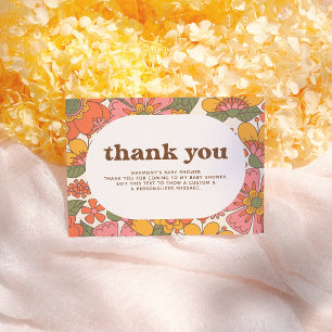 Hallo Baby Groovy Retro Bloemen Boho Dank Je Bedankkaart