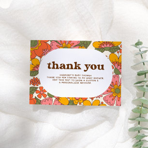 Hallo Baby Groovy Retro Bloemen Boho Dank u Bedankkaart