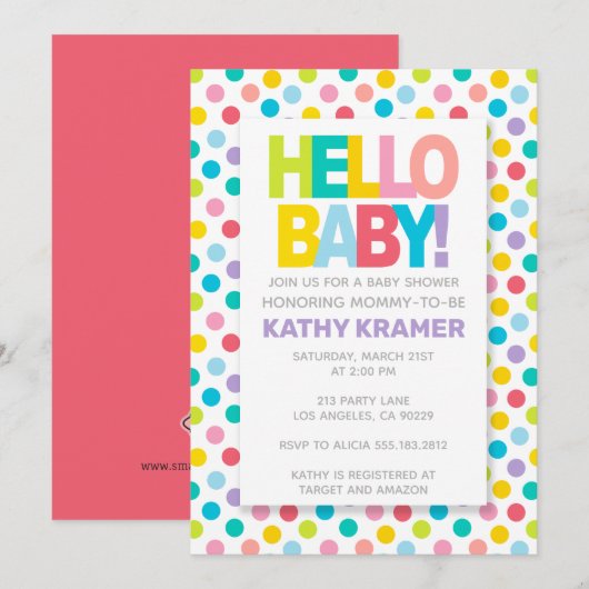 hallo BABY! Kleurrijk Baby shower Kaart (Voorkant / Achterkant)