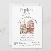 Hallo Baby Meisje Parijs Frans Roze Cafe Baby Borr Kaart (Voorkant)