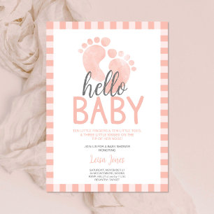 Hallo Baby Meisje Roze Voeten Baby shower Kaart