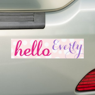 Hallo Baby Meisje Schattige Kleurrijk Roze Paarse Bumpersticker