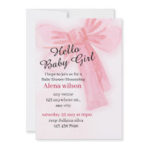 Hallo baby meisje | Waterverf Baby Shower Uitnodig