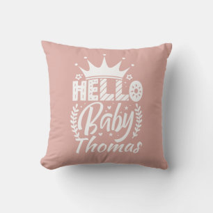 hallo Baby met de naam van Crown Baby Blush Pink Kussen