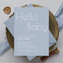 Hallo Baby Minimal Clean Blue Typography Boy