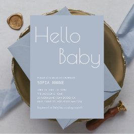Hallo Baby Minimal Clean Blue Typography Boy Kaart