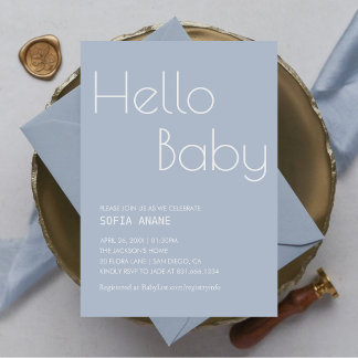 Hallo Baby Minimal Clean Blue Typography Boy Kaart