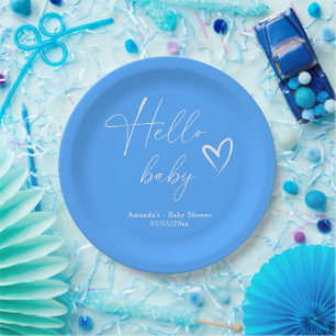 Hallo Baby Minimalistisch eenvoudig blauw Papieren Bordje