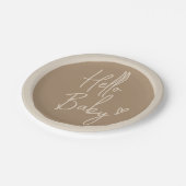 Hallo Baby Minimalistisch genderneutraal Baby show Papieren Bordje (Gekanteld)