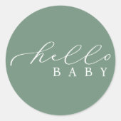 Hallo Baby Minimalistisch script Baby shower Ronde Sticker (Voorkant)