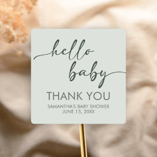 Hallo Baby Minimalistische Baby Shower Vierkante Sticker