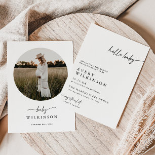 Hallo Baby Minimalistische Boho Foto Baby Shower Kaart