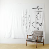 Hallo Baby Modern Script Baby shower Achtergrond Wandkleed (In Situ (horizontaal))