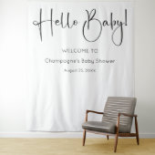 Hallo Baby Modern Script Baby shower Achtergrond Wandkleed (In situ)