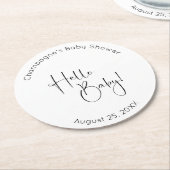 Hallo Baby Modern Script-Baby shower Ronde Kartonnen Onderzetter (Gebogen)