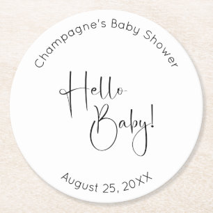 Hallo Baby Modern Script-Baby shower Ronde Kartonnen Onderzetter