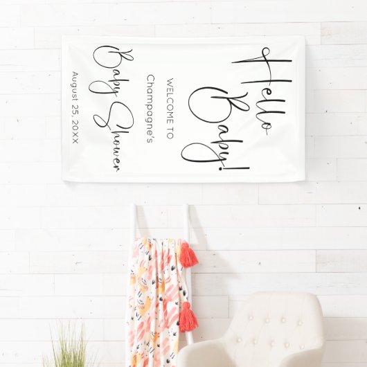 Hallo Baby Modern Script-Baby shower Spandoek (Insitu)