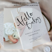 Hallo Baby Modern Script Geboorteaankondiging Vellum Uitnodigingen