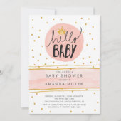 HALLO BABY · Moderne Meisjes BabyDouche uitnodigin Kaart (Voorkant)