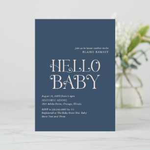 Hallo Baby Navy Blue Modern Baby shower Kaart
