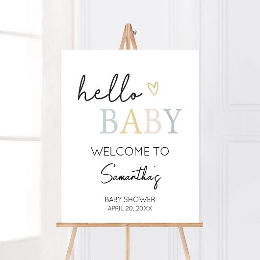 Hallo Baby Neutral Minimalistisch Welkom Poster