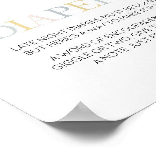 Hallo Baby Neutral Minimalistische Late Night Luie Poster (Hoek)