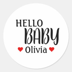 hallo Baby Olivia Red Hearts Baby shower Stickers