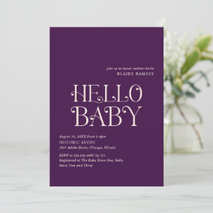 Hallo Baby Paarse Baby shower Kaart