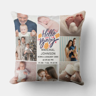 Hallo Baby Pasgeboren Baby Geboorte Statistieken Kussen