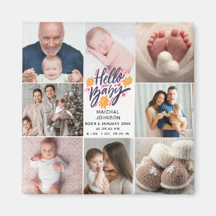 Hallo Baby Pasgeboren Baby Geboorte Statistieken Magneet