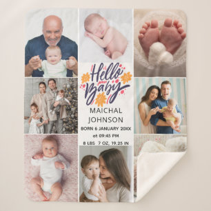 Hallo Baby Pasgeboren Baby Geboorte Statistieken Sherpa Deken